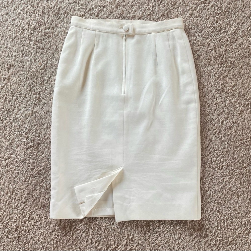 Vintage FERRAGAMO | IT 40 Skirt, winter white/cream: office, brunch, Easter
